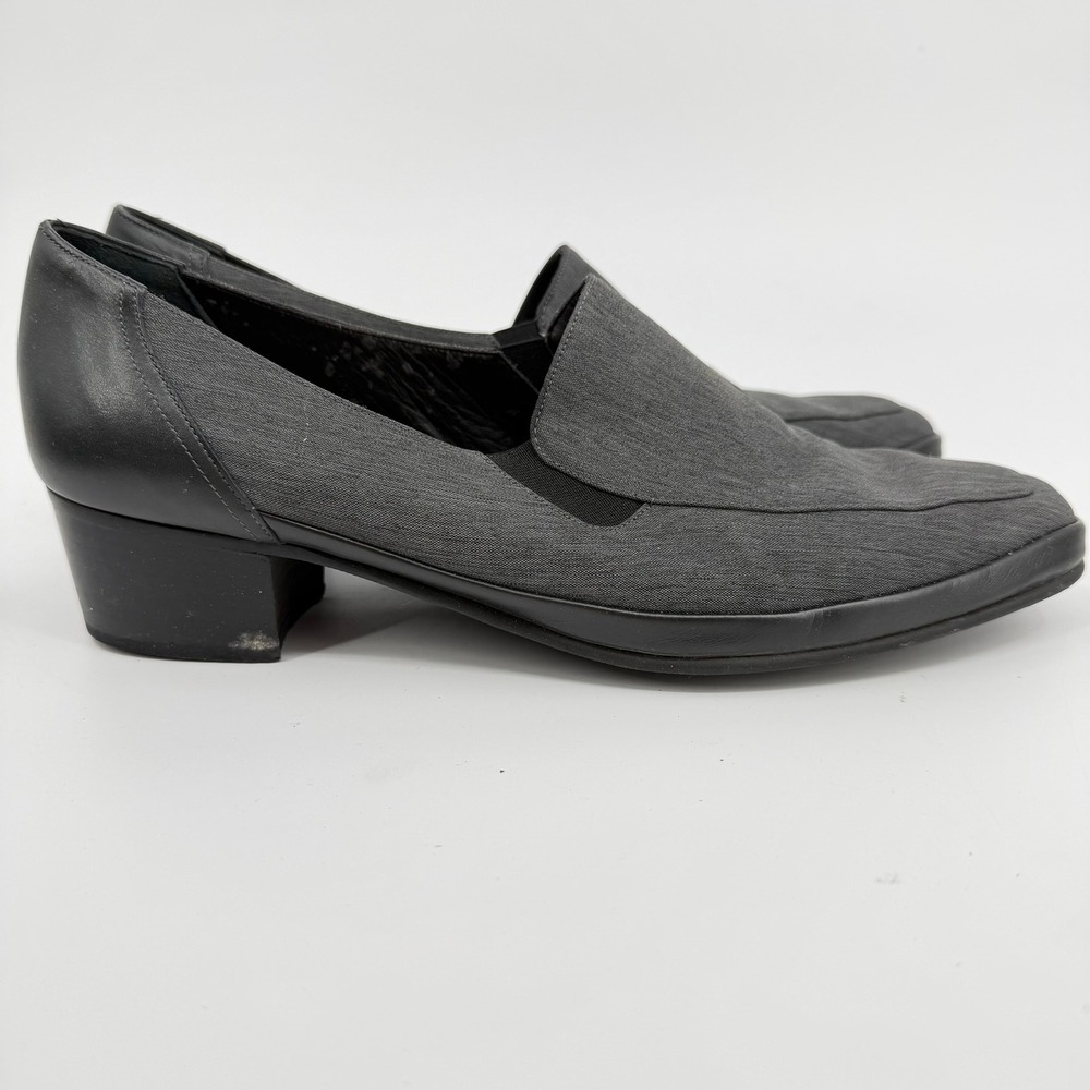 Rangoni Loafer Pumps Block Heel 90s Vintage Women 8.5 Gray Black Made In Italy